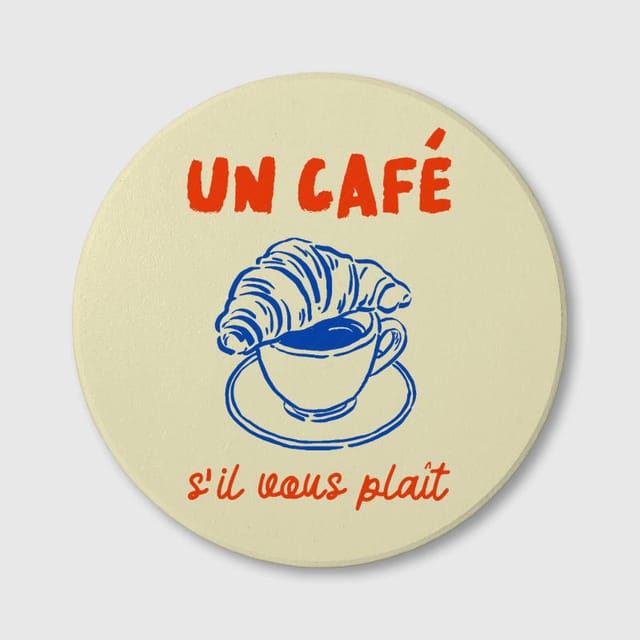 French Coffee Croissant Ceramic Coaster for Coffee Lovers Daily Use