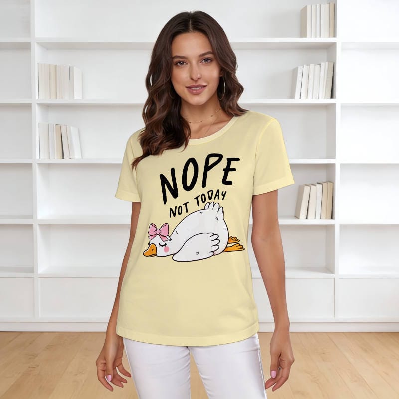 Funny 'Nope Not Today' Goose T-Shirt for Women Daily Wear