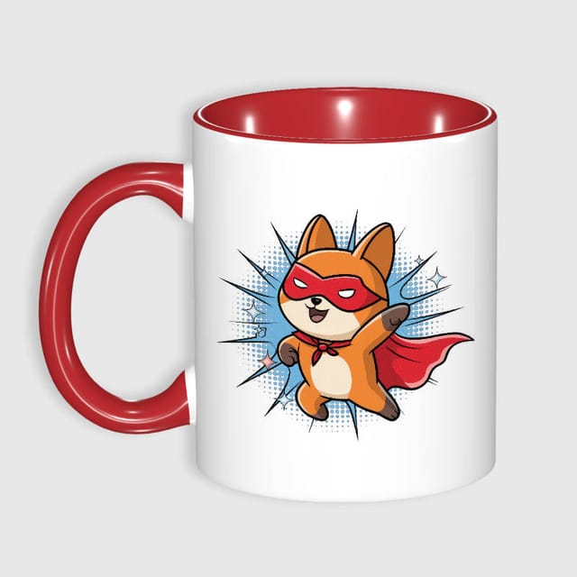 Cute Superhero Fox Ceramic Mug for Pet Lovers Daily Use