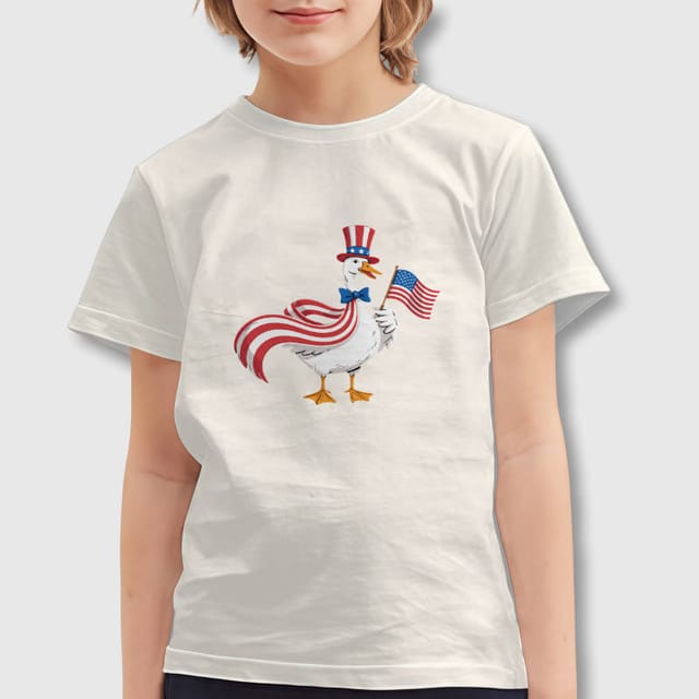 Patriotic Goose Kids T-Shirt for 4th of July Gift
