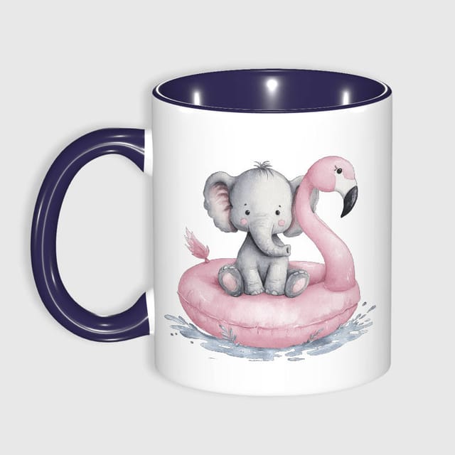 Cute Elephant Flamingo Coffee Mug for Animal Lovers Birthday Gift