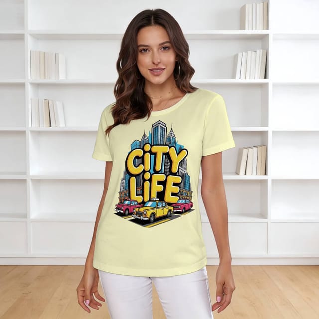City Life Graphic Women's T-Shirt For Casual Daily Wear