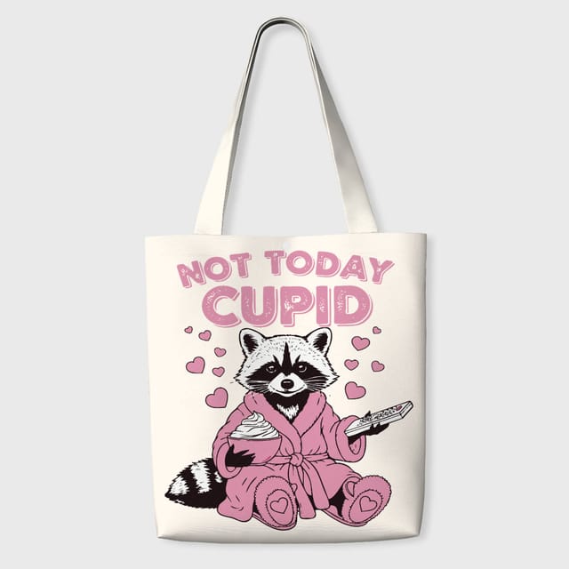 Not Today Cupid Raccoon Tote Bag for Valentine Gifts