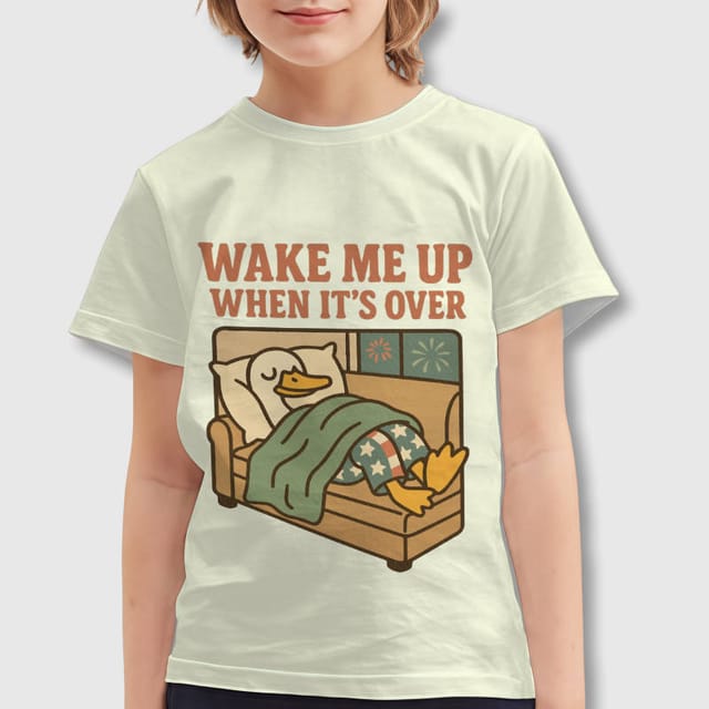 Funny Sleepy Duck Kids T-Shirt for Patriotic Casual Wear