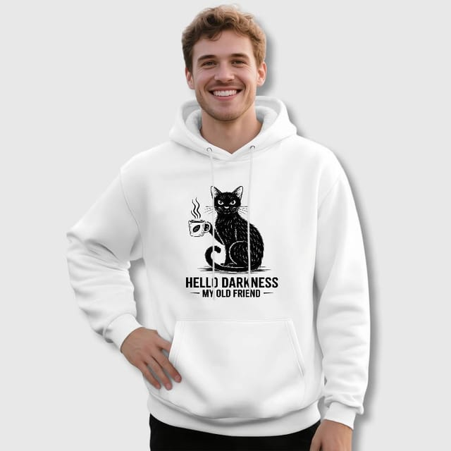 Funny Black Cat Coffee Quote Hoodie for Cat Lovers Daily Wear