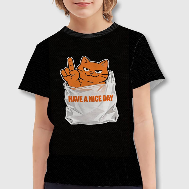 Funny Orange Cat Kids T-Shirt For Cat Lover Gift