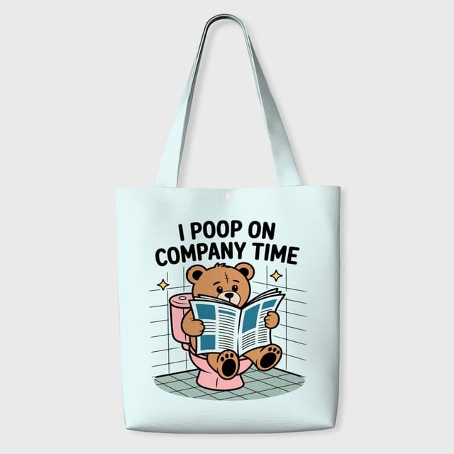 Funny Office Meme Bear Tote Bag for Coworker Daily Use