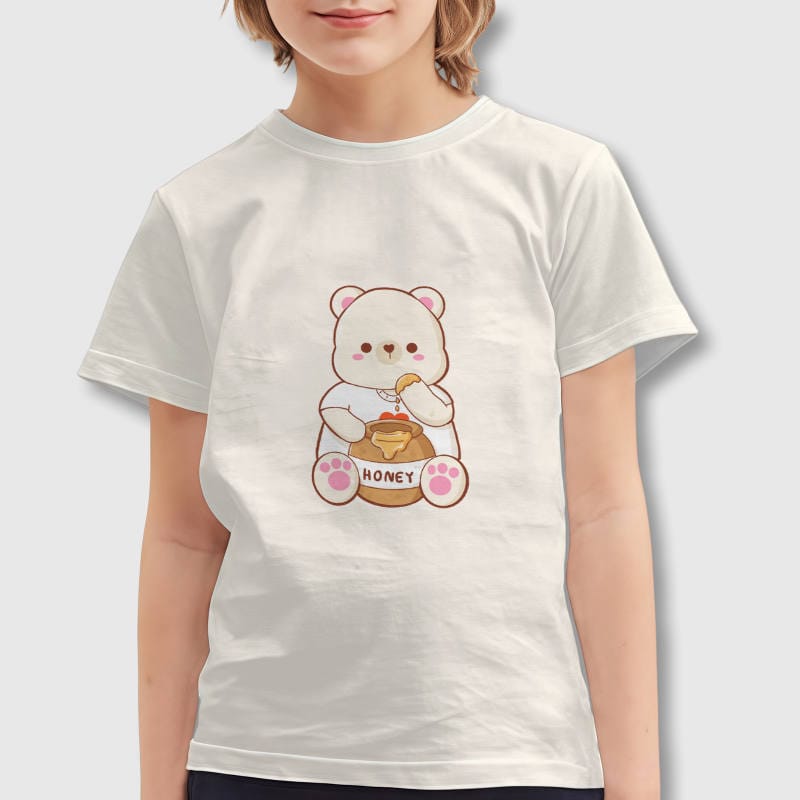 Cute Honey Bear Short Sleeve T-Shirt for Kids Daily Wear Gift