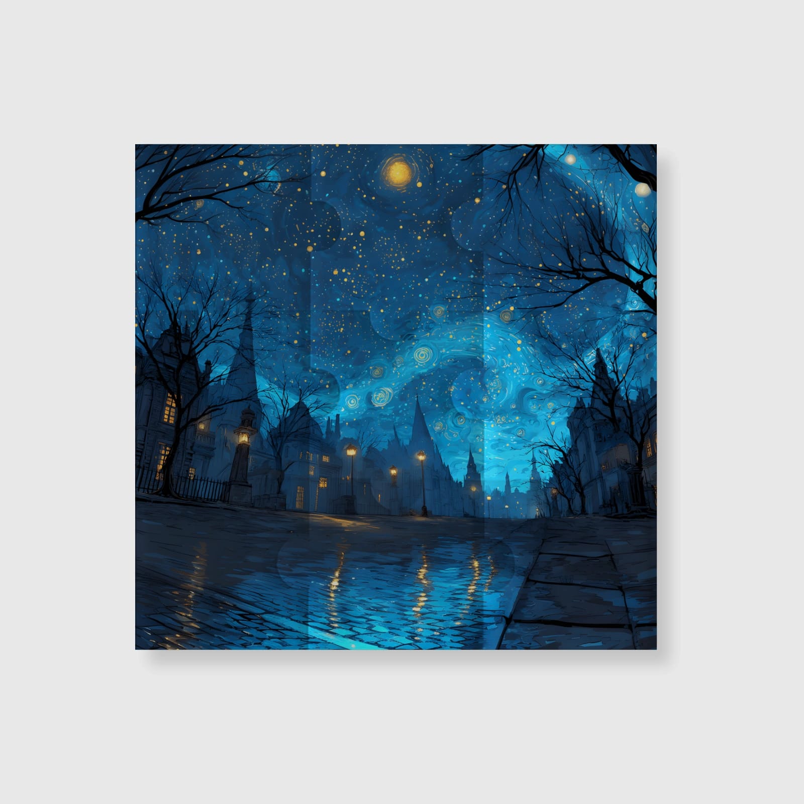 Starry Night Town Puzzle Fridge Magnet for Art Lovers Gifts