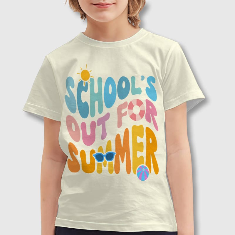 Groovy School's Out Summer Kids T-Shirt for School Breaks