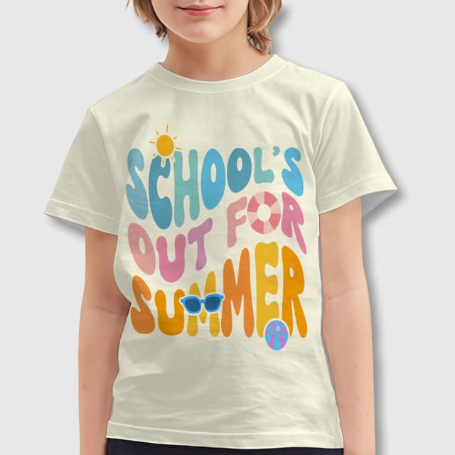 Groovy School's Out Summer Kids T-Shirt for School Breaks