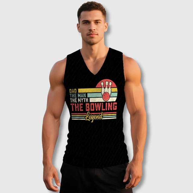 Bowling Legend Dad V-Neck Vest for Father's Day Gift