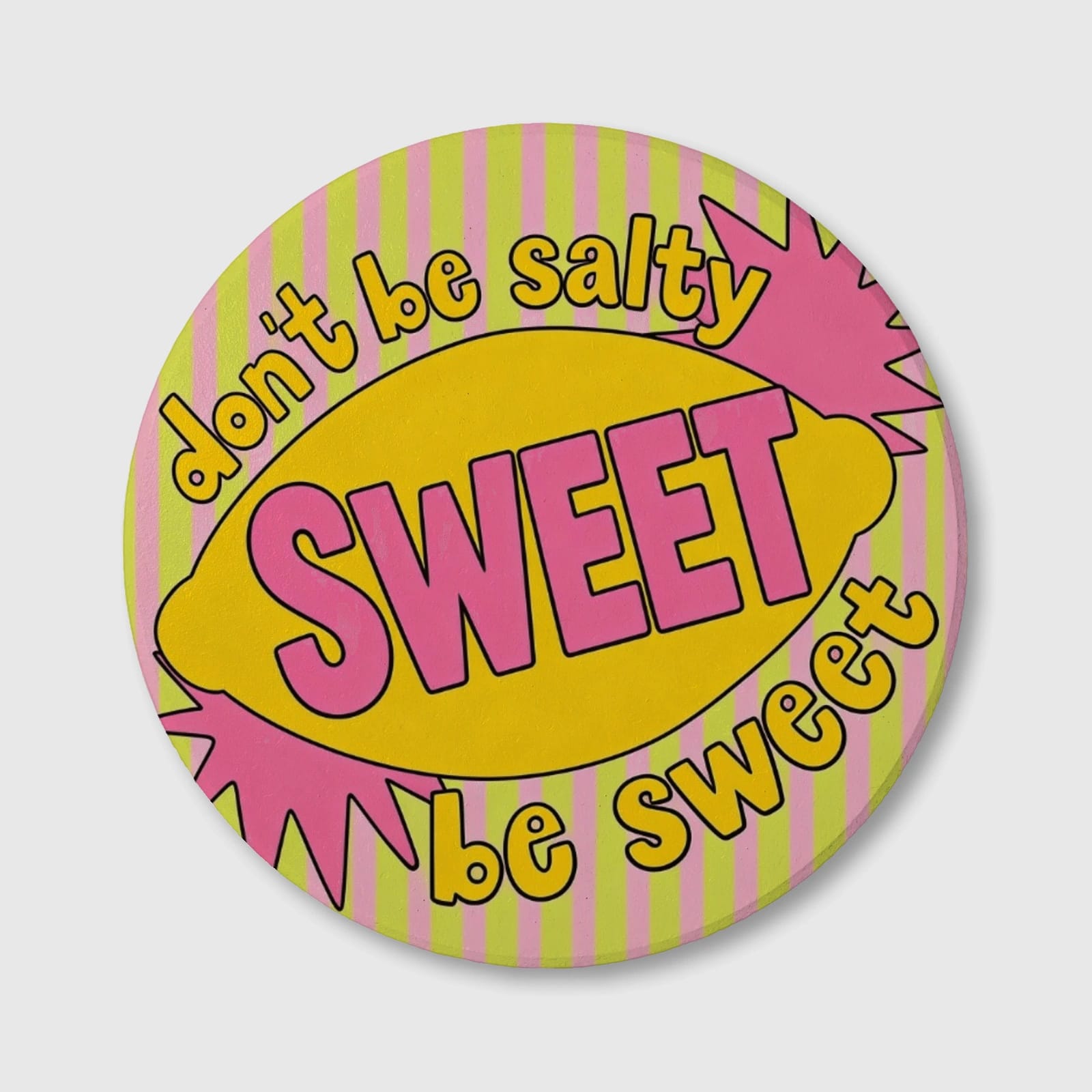 Retro 'Don't Be Salty' Ceramic Coaster for Friend Gift
