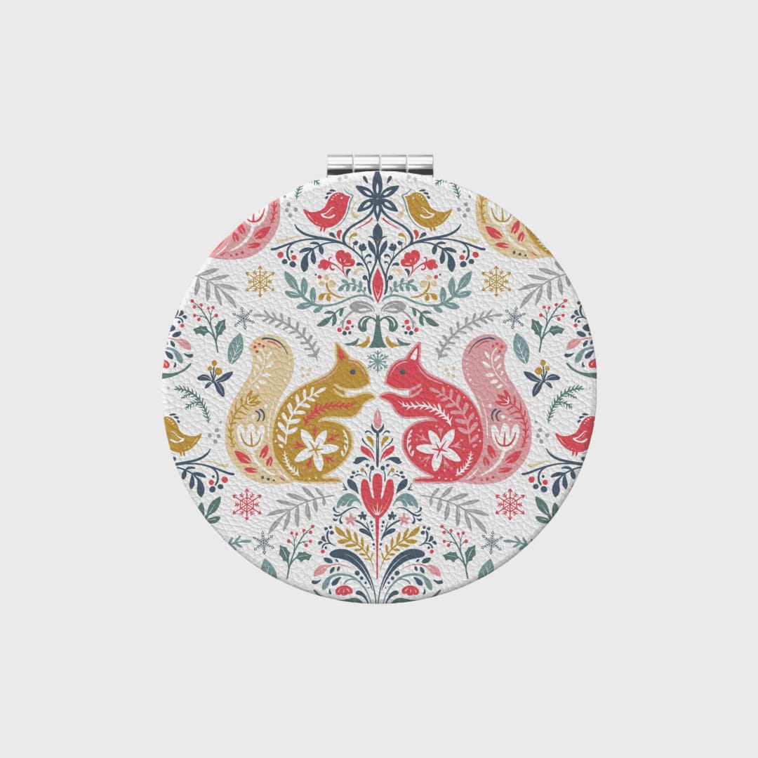 Custom Portable Pocket Makeup Mirror – Personalized PU Compact Mirror (Round/Heart/Square) - 1