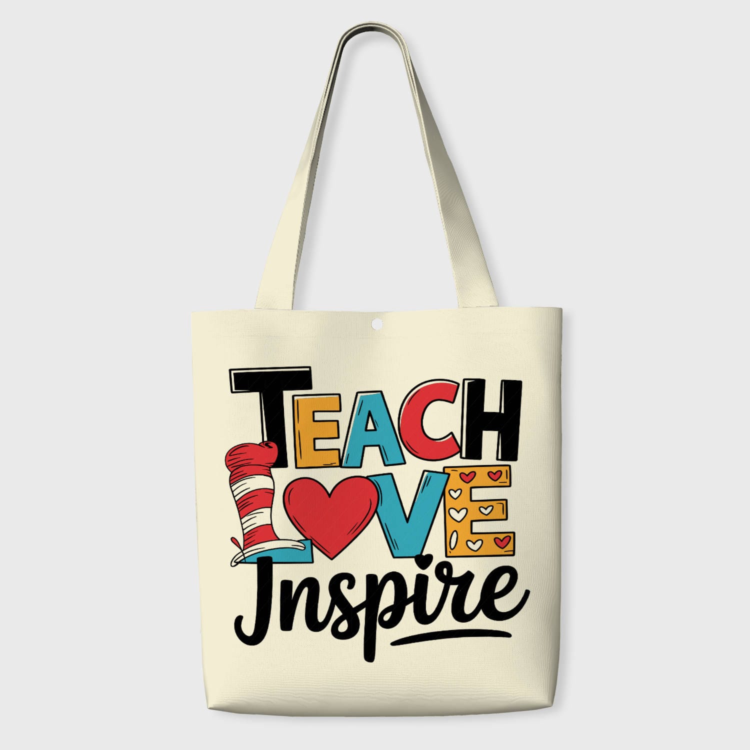 Teach Love Inspire Tote Bag for Teacher Daily Use & Gift