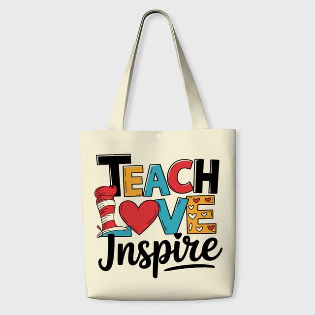 Teach Love Inspire Tote Bag for Teacher Daily Use & Gift