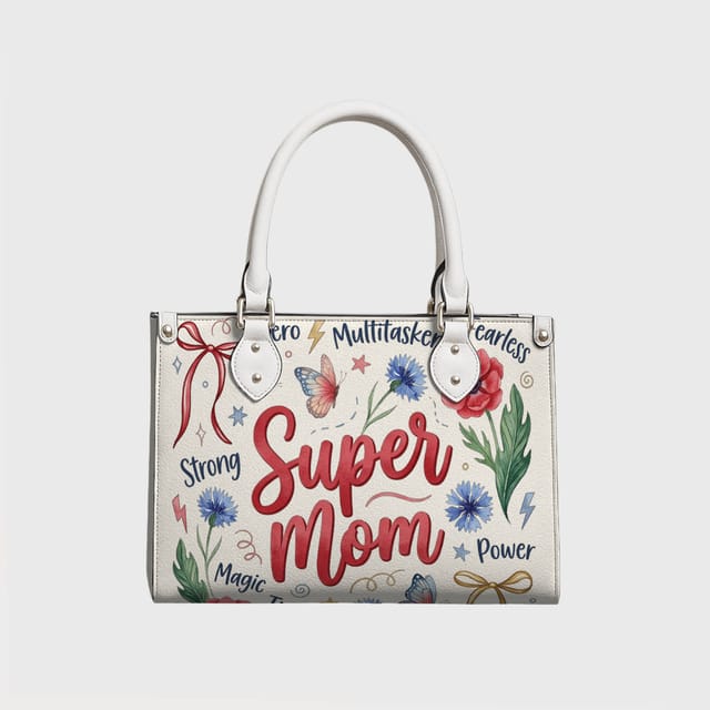 Super Mom Floral Leather Bag for Mom Mother's Day Gift