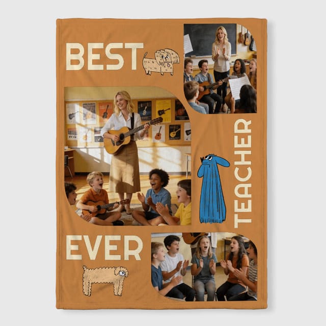 Custom Photo Dog Fleece Blanket for Teacher Appreciation Gift