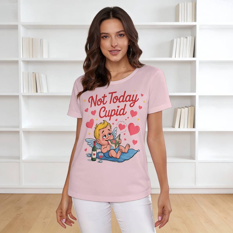 Funny Not Today Cupid Women's T-Shirt for Valentine's Day Wear
