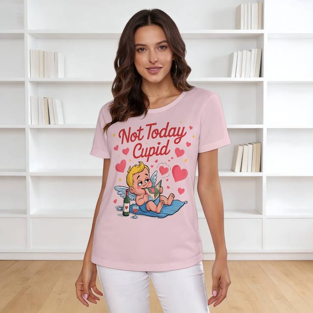 Funny Not Today Cupid Women's T-Shirt for Valentine's Day Wear