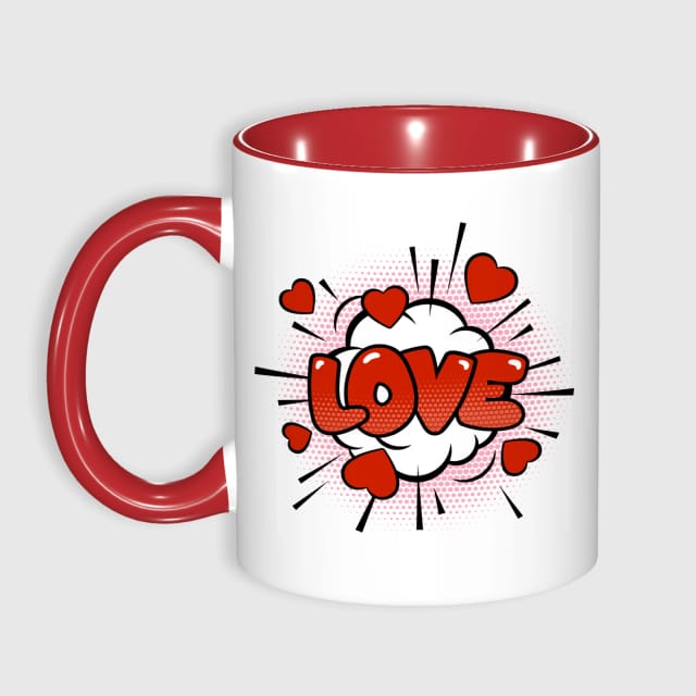 Retro Comic LOVE Heart Ceramic Mug for Valentine's Day Gift