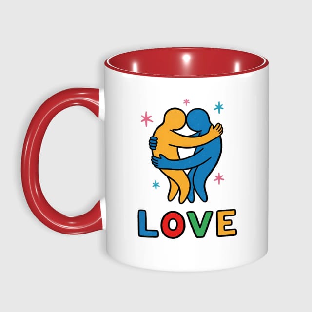 Hugging Love Couple 11oz Ceramic Mug for Valentine's Day Gift