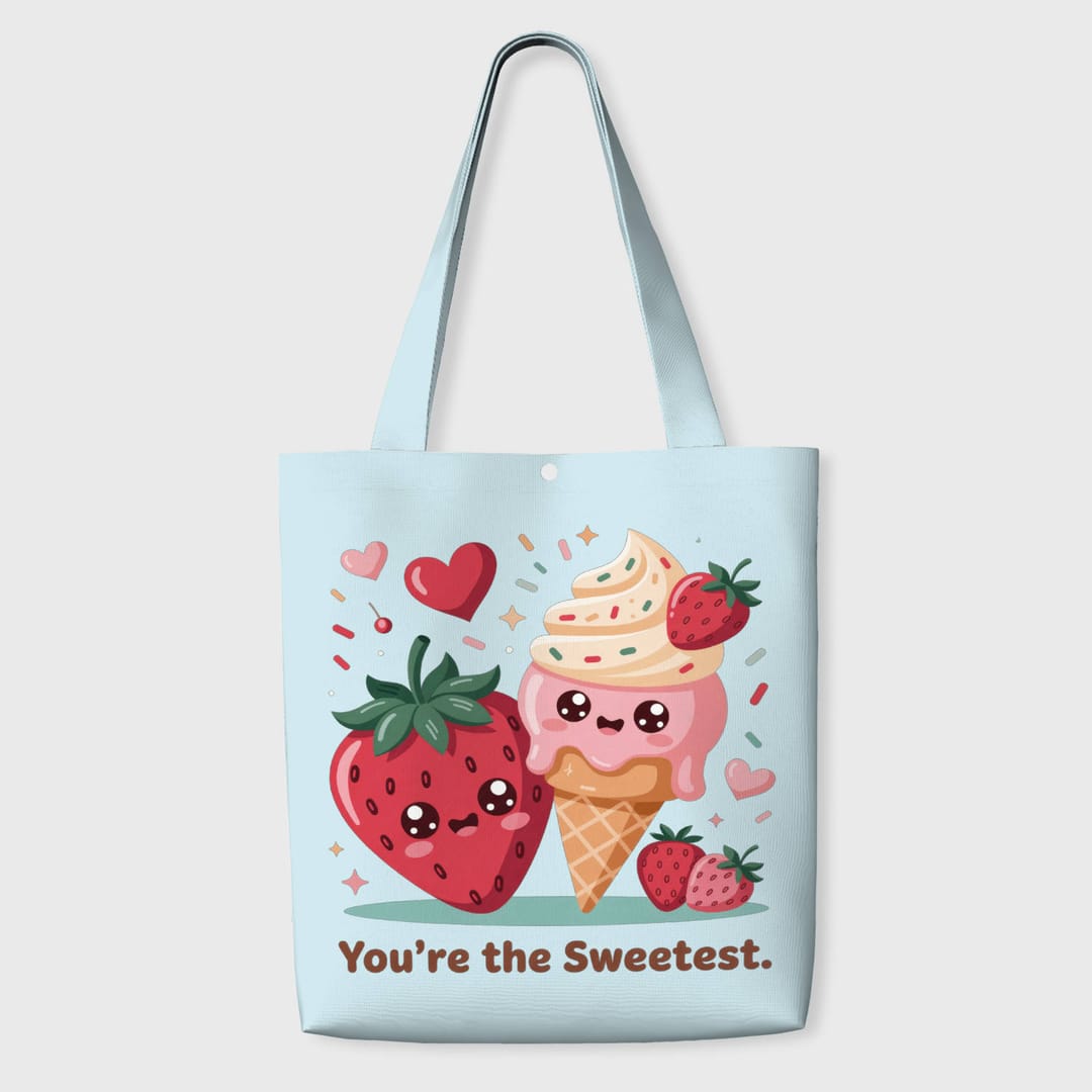 Kawaii Strawberry Ice Cream Tote Bag for Her Gift Daily Use - 1