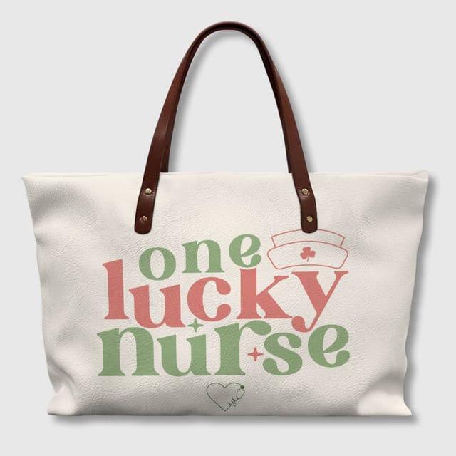 One Lucky Nurse PU Leather Tote Bag for Nurses Gift