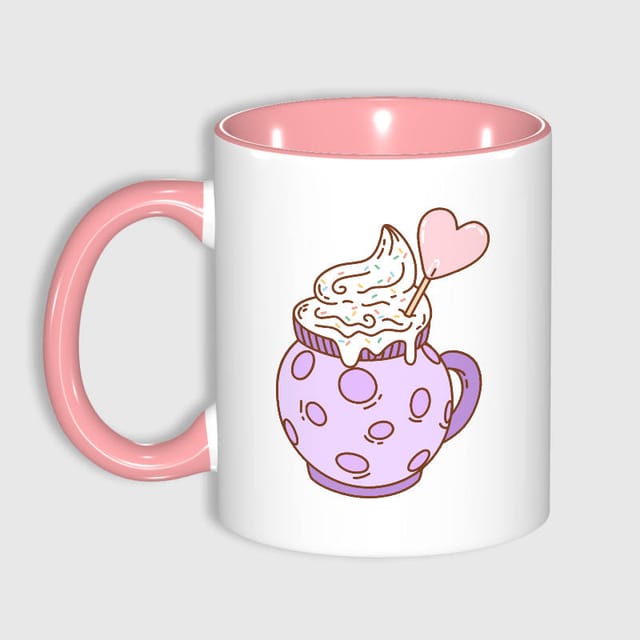 Kawaii Heart Dessert 11oz Pink Mug for Her Valentine Gift