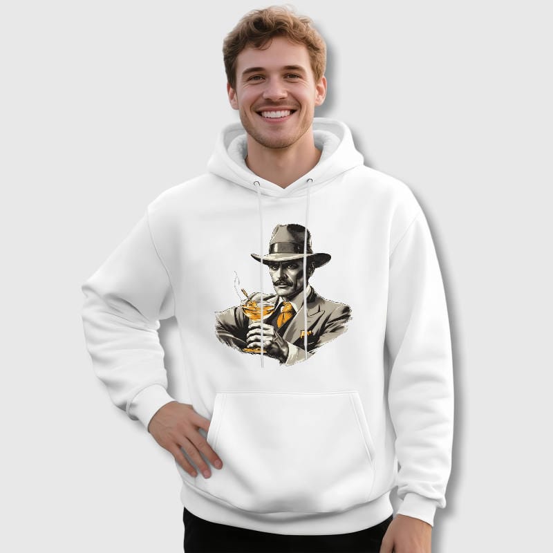Vintage Gangster Graphic Pullover Hoodie for Men Casual Wear