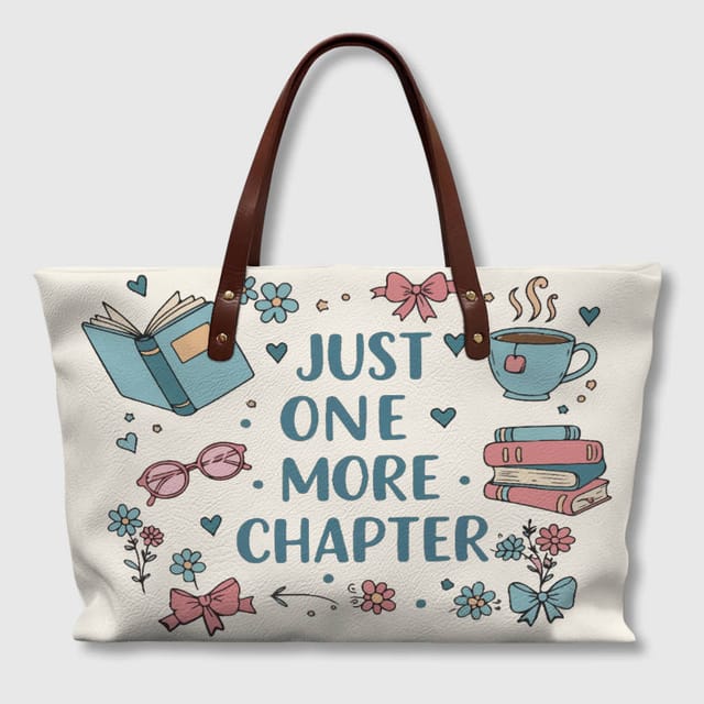 Book Lover Quote PU Leather Tote Bag for Readers Daily Use
