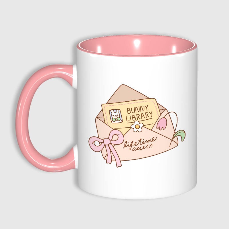 Cute Bunny Library Envelope 11oz Mug for Book Lovers Gift