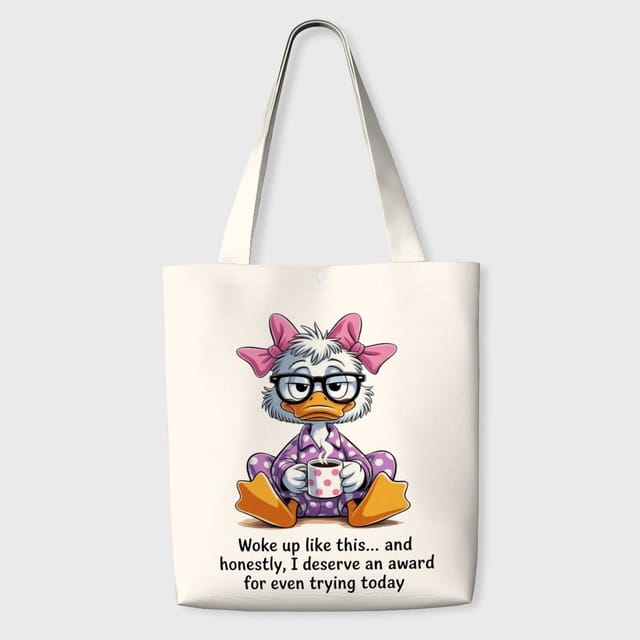 Funny Sleepy Duck Tote Bag for Her Daily Use Gift