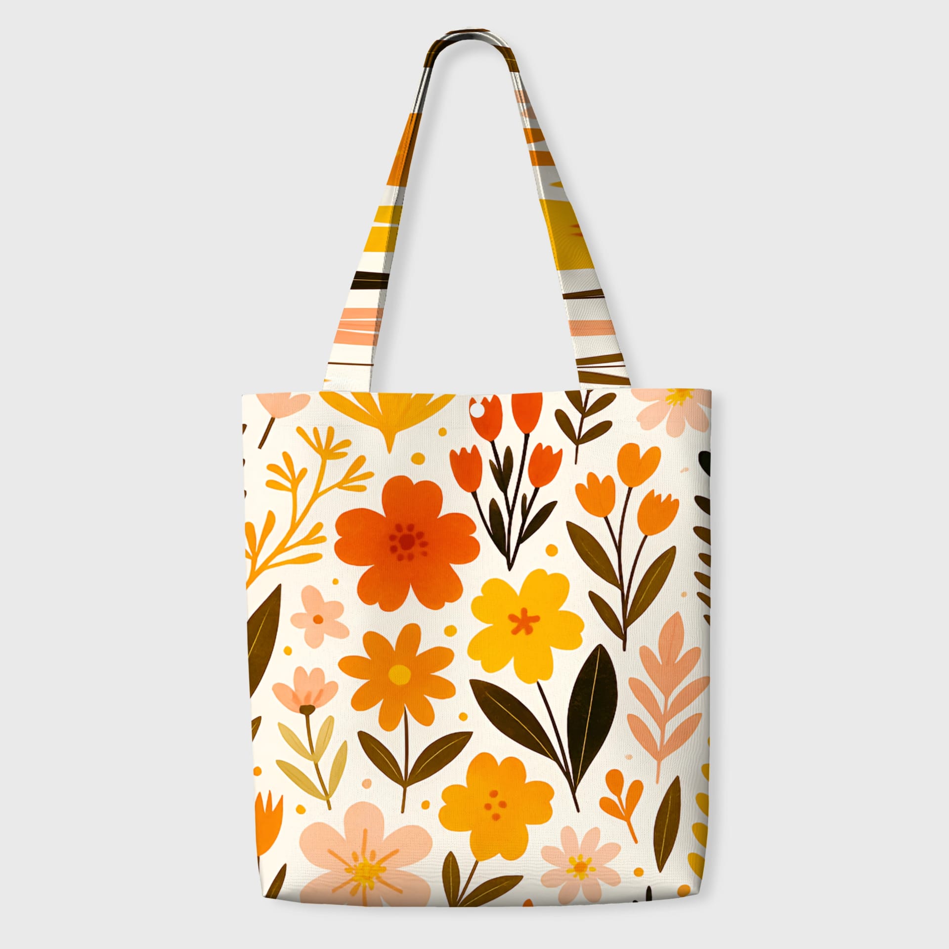 Boho Floral Canvas Tote Bag for Daily Use & Gifts