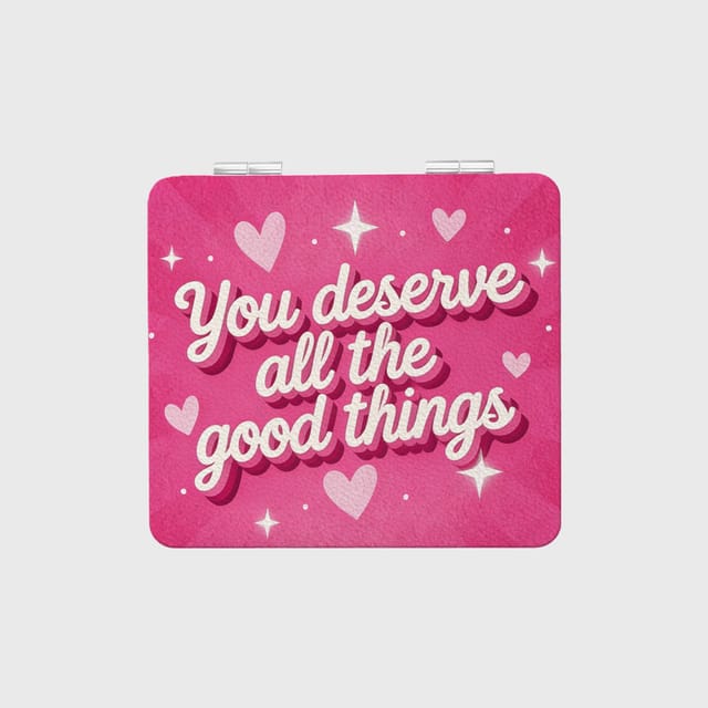 Pink Positive Quote Compact Makeup Mirror for Women Gift