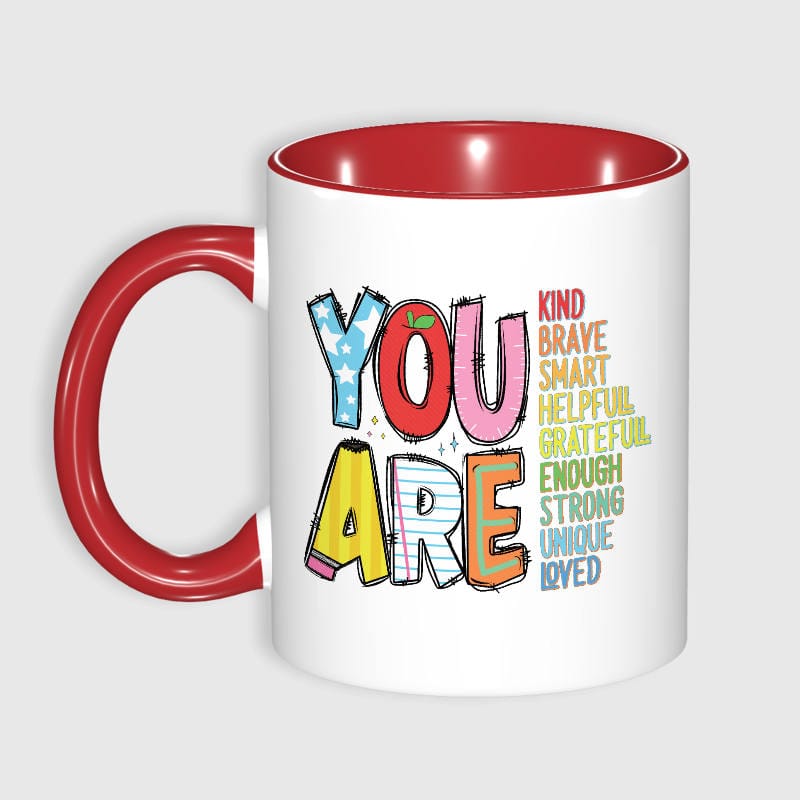 Positive Affirmation 11oz Red Mug for Teacher Appreciation Gift