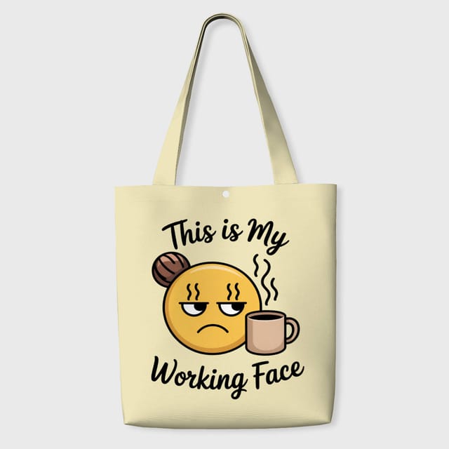Funny Working Face Tote Bag for Office Workers Daily Use