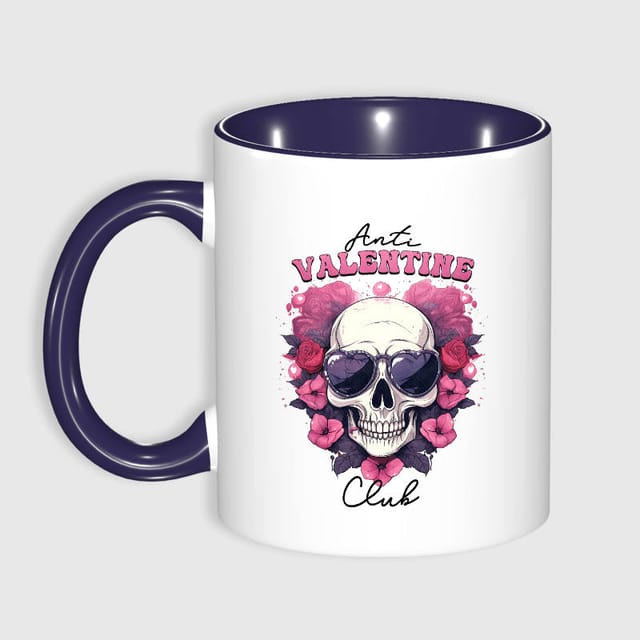 Anti Valentine Skull Floral 11oz Mug for Singles Valentine Gift