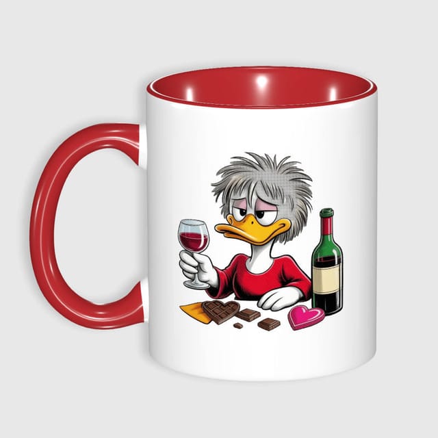 Funny Wine Duck 11oz Red Mug for Women Valentine Gift