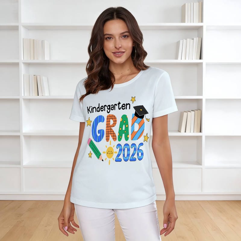 Kindergarten Grad 2026 Print T-Shirt for Graduation Gifts