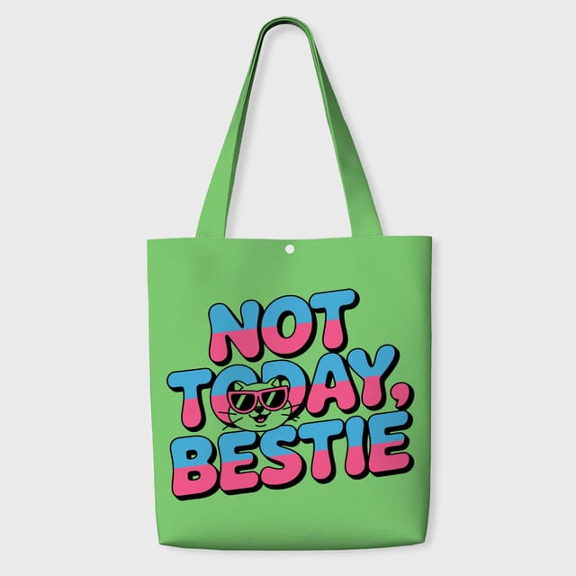 Funny 'Not Today Bestie' Cat Tote Bag for Friend Gift Daily Use