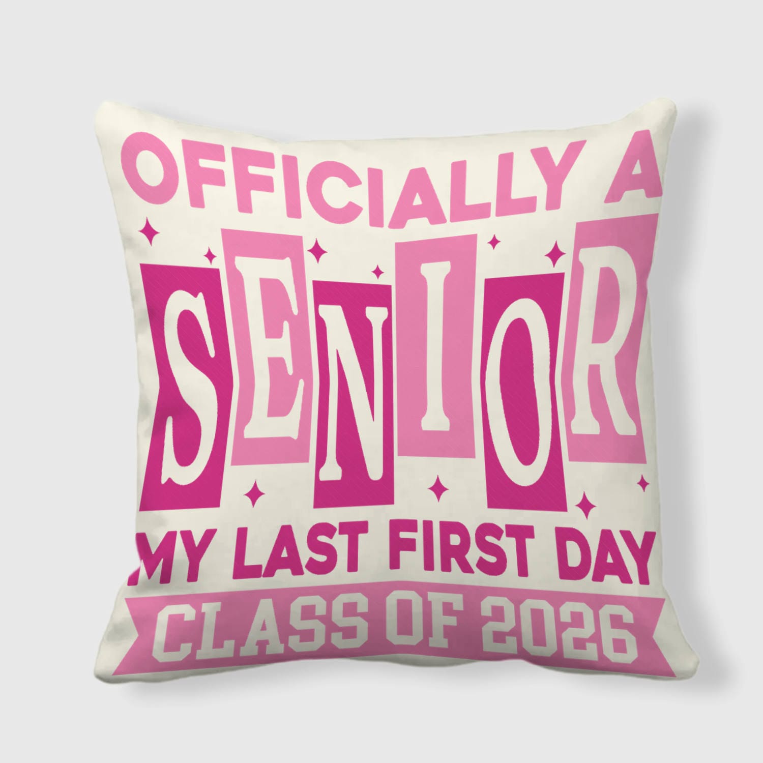Pink 2026 Senior Throw Pillow for Back to School Decor