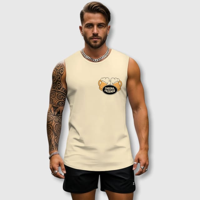 Cheers Friends Beer Graphic Tank Top for Men Gym & Friend Gift