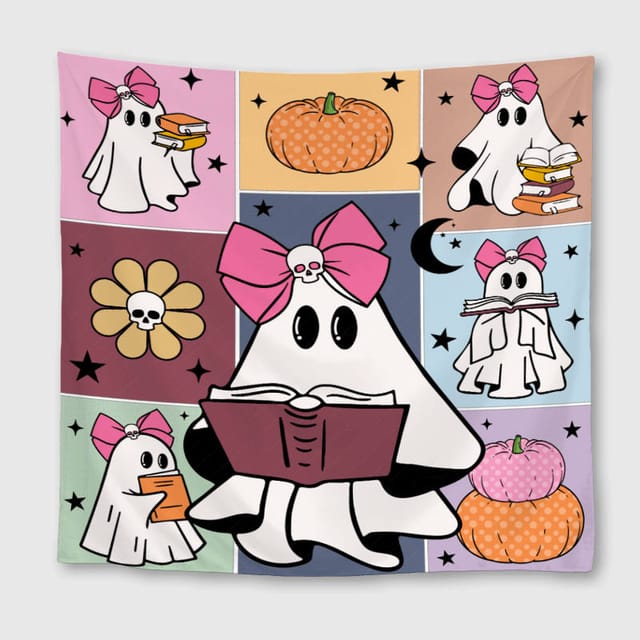 Halloween Book Ghost Square Towel for Book Lover Gift
