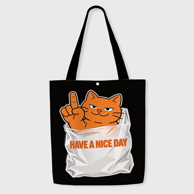 Funny Cat Tote Bag for Cat Lovers Daily Use Gift