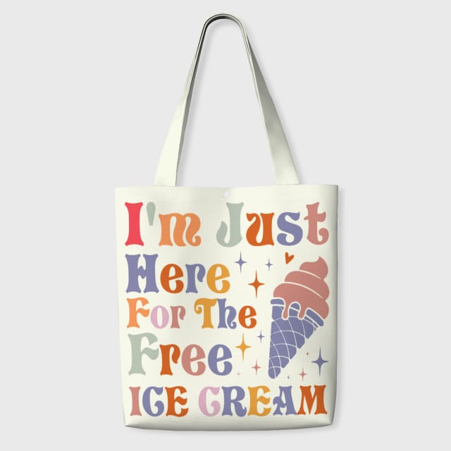 Funny Free Ice Cream Quote Tote Bag for Summer Daily Use