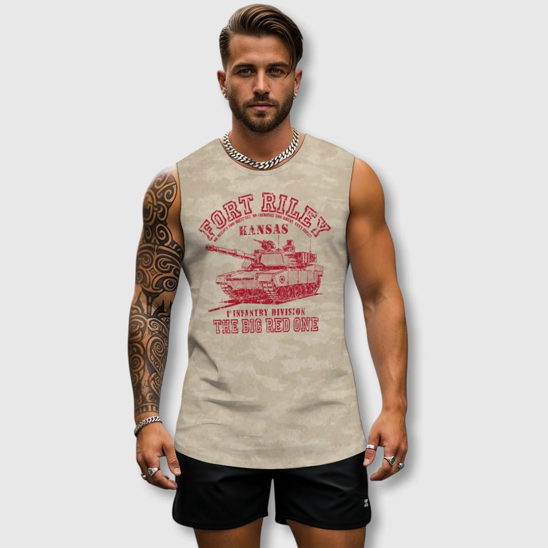 FORT RILEY Vintage Red Crew Neck Vest - 1