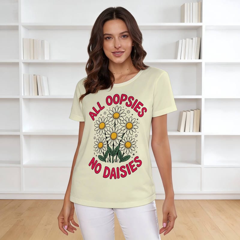 Funny Daisy Quote Women's Short Sleeve T-Shirt for Daily Wear