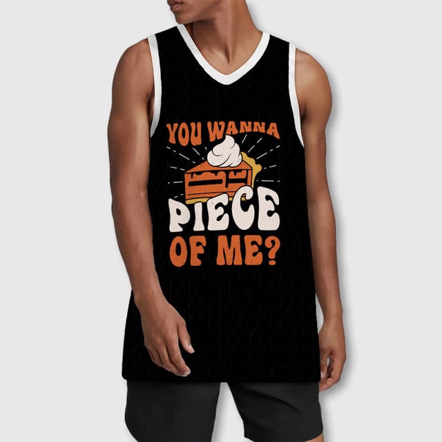 Funny Pumpkin Pie Quote Basketball Tank Top for Men Thanksgiving