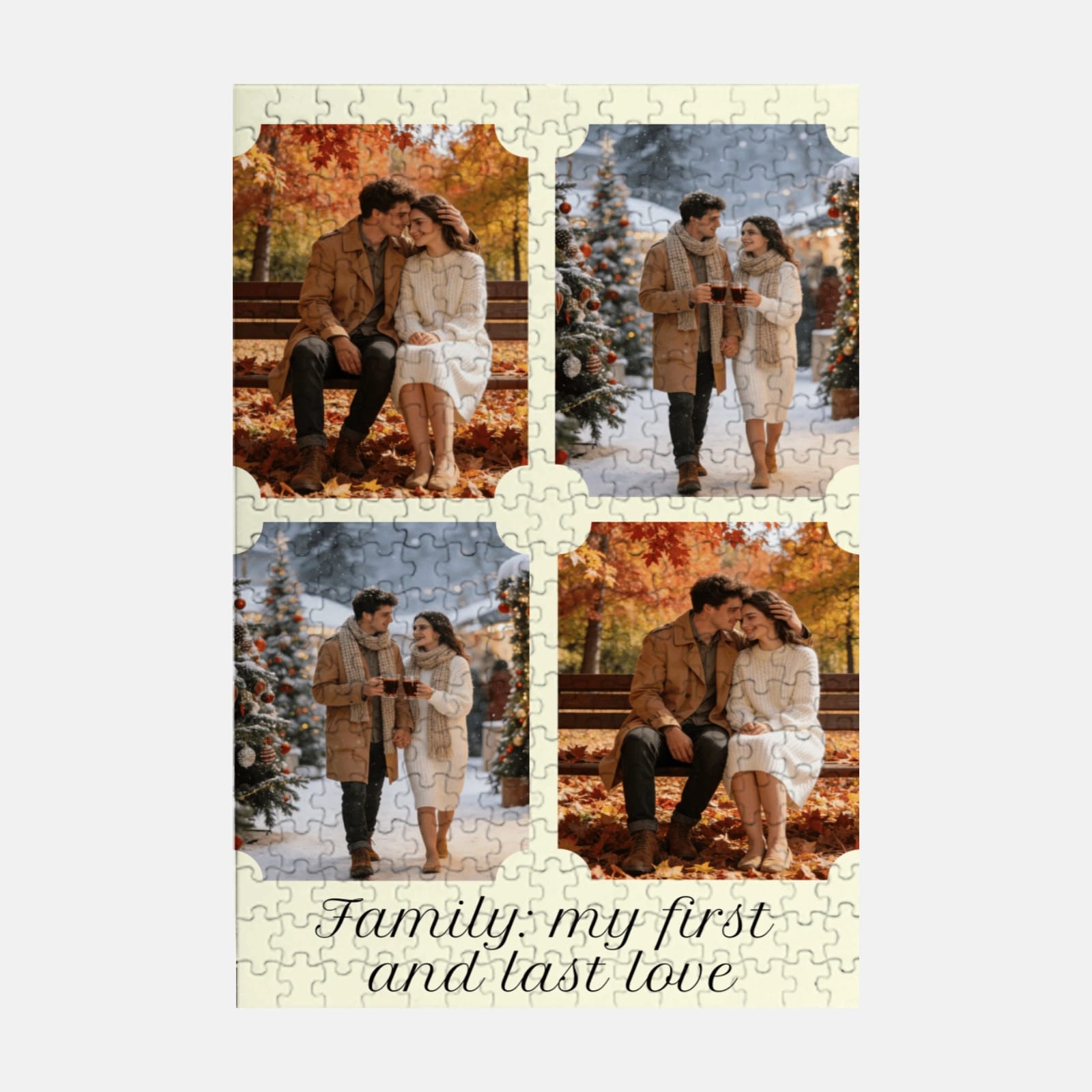 Custom 4-Photo Collage Jigsaw Puzzle for Couples Gift